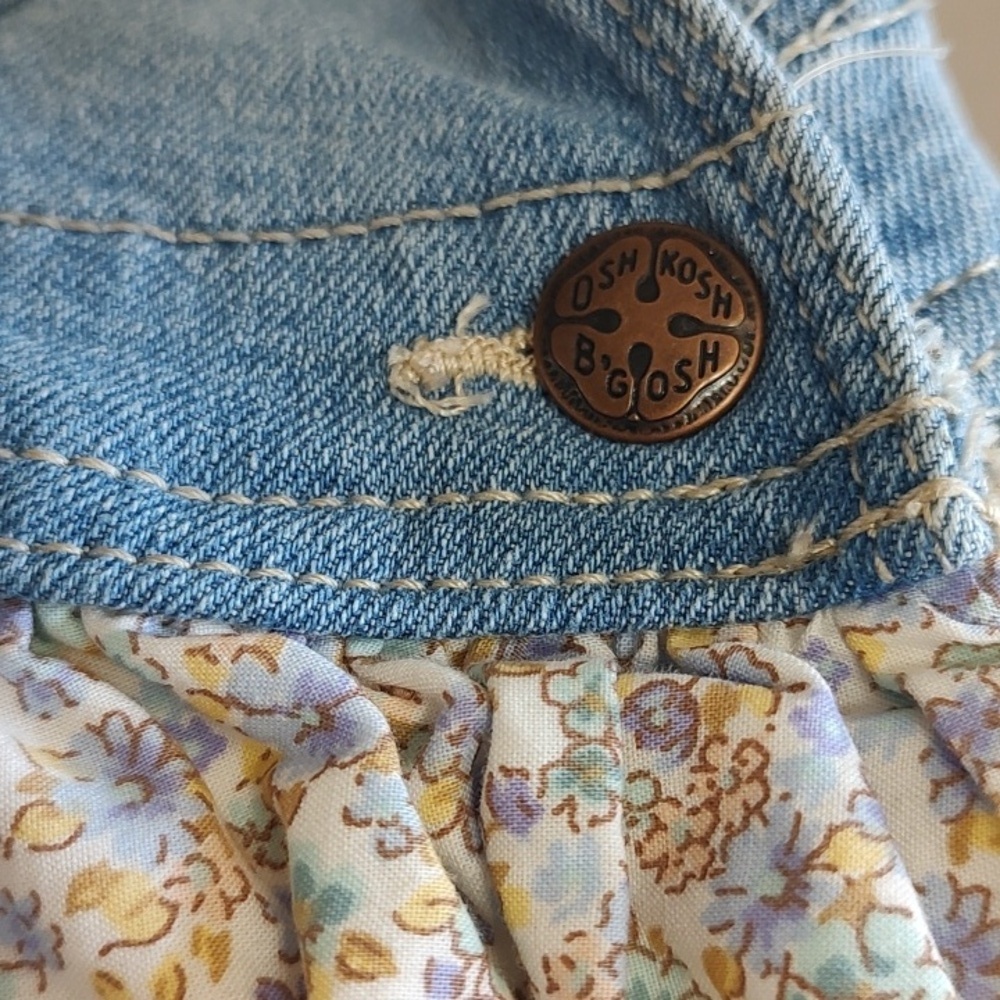 OshKosh B'gosh Blue Denim Dress with Floral Skirt - Picture 4 of 7